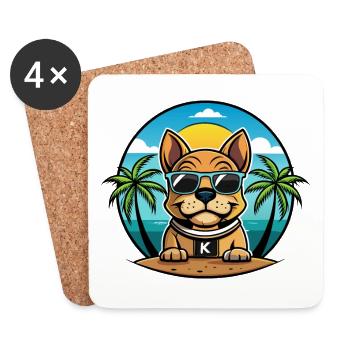 Kai Ken Hunderasse Cartoon Sonnenbrille Strand - Untersetzer (4er-Set) - Weiß - Vorne