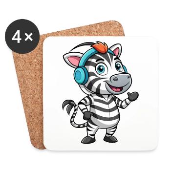 Zebra Lustige Zeichentrickfigur Kopfhörer Musik - Untersetzer (4er-Set) - Weiß - Vorne