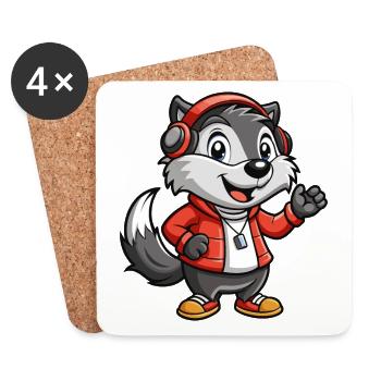 Badger Funny Cartoon Character Musique de casque - Dessous de verre (lot de 4) - blanc - Devant