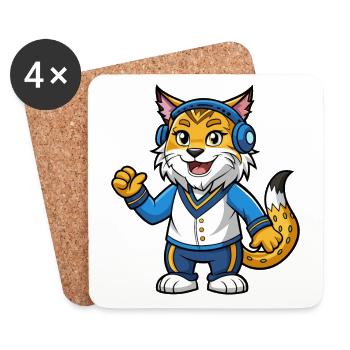 Lynx Funny Cartoon Character Musique de casque - Dessous de verre (lot de 4) - blanc - Devant