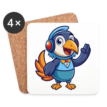 Toucan Funny Cartoon Character Musique de casque - Dessous de verre (lot de 4) - blanc - Devant
