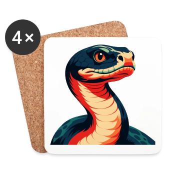 Anaconda Zeichentrickfigur Buntes Haustier Tier - Untersetzer (4er-Set) - Weiß - Vorne