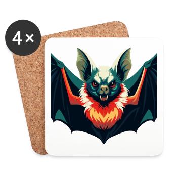 Bat Cartoon Character Colorful Pet Animal - Coasters (set of 4) - white - Front