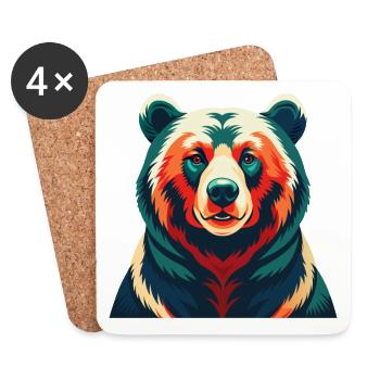 Bär Cartoon Figur Buntes Haustier Tier - Untersetzer (4er-Set) - Weiß - Vorne