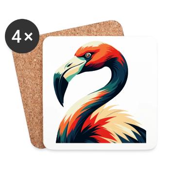 Flamingo Cartoon Character Colorful Pet Animal - Coasters (set of 4) - white - Front