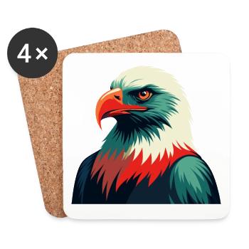 Adler Cartoon Figur Buntes Haustier Tier - Untersetzer (4er-Set) - Weiß - Vorne