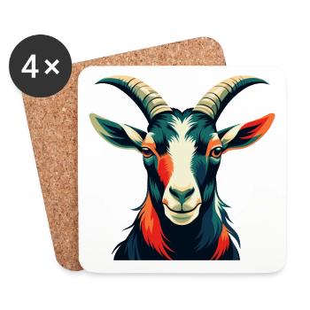Goat Cartoon Character Colorful Pet Animal - Coasters (set of 4) - white - Front