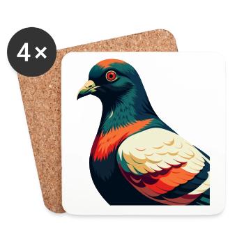 Pigeon Cartoon Character Colorful Pet Animal - Coasters (set of 4) - white - Front