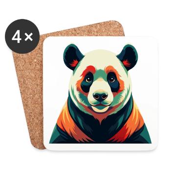 Panda Cartoon Figur Buntes Haustier Tier - Untersetzer (4er-Set) - Weiß - Vorne