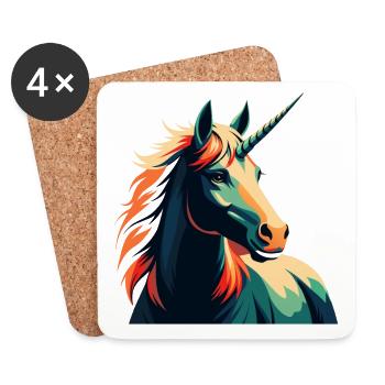 Einhorn Cartoon Figur Buntes Haustier Tier - Untersetzer (4er-Set) - Weiß - Vorne