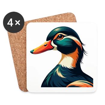 Canard Dessin Animé Personnage Animal De Compagnie Coloré - Dessous de verre (lot de 4) - blanc - Devant