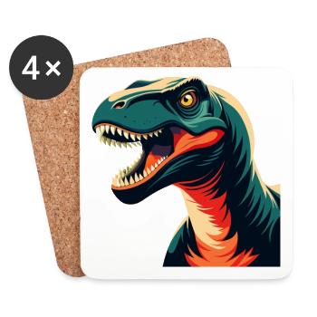 Dinosaure Dessin animé Personnage Animal de compagnie coloré - Dessous de verre (lot de 4) - blanc - Devant