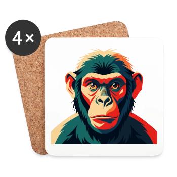 Affe Cartoon Figur Buntes Haustier Tier - Untersetzer (4er-Set) - Weiß - Vorne
