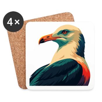 Seagull Cartoon Character Colorful Pet Animal - Coasters (set of 4) - white - Front