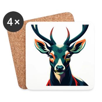 Cerf Personnage De Dessin Animé Animal De Compagnie Coloré - Dessous de verre (lot de 4) - blanc - Devant