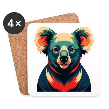 Koala Zeichentrickfigur Buntes Haustier Tier - Untersetzer (4er-Set) - Weiß - Vorne
