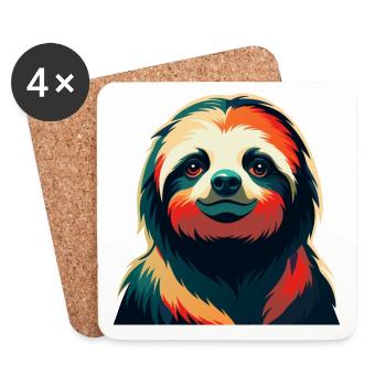 paresseux dessin animé personnage animal de compagnie coloré - Dessous de verre (lot de 4) - blanc - Devant