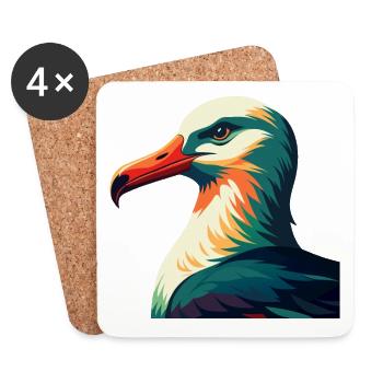 Albatross Cartoon Character Colorful Pet Animal - Coasters (set of 4) - white - Front