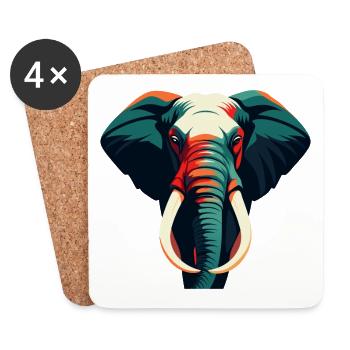 Elefant Cartoon Figur Buntes Haustier Tier - Untersetzer (4er-Set) - Weiß - Vorne