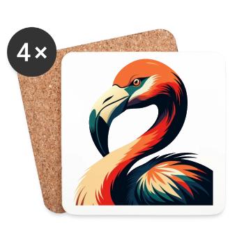 Flamingo Cartoon Character Colorful Pet Animal - Coasters (set of 4) - white - Front