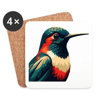 Colibri Personnage De Dessin Animé Animal De Compagnie Coloré - Dessous de verre (lot de 4) - blanc - Devant