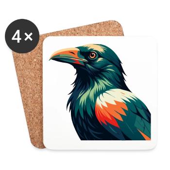 Crow Cartoon Character Colorful Pet Animal - Coasters (set of 4) - white - Front