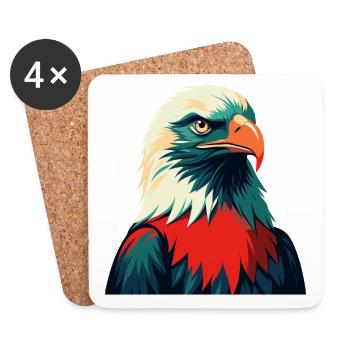Aigle Dessin Animé Personnage Animal Coloré Animal De Compagnie - Dessous de verre (lot de 4) - blanc - Devant