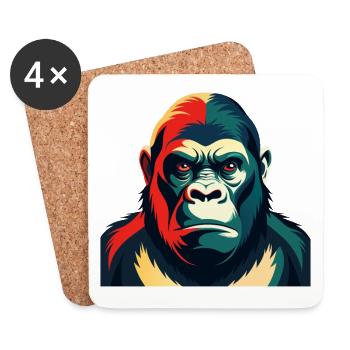 Gorilla Cartoon Figur Buntes Haustier Tier - Untersetzer (4er-Set) - Weiß - Vorne
