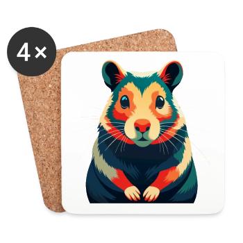 Hamster Personnage De Dessin Animé Animal De Compagnie Coloré - Dessous de verre (lot de 4) - blanc - Devant