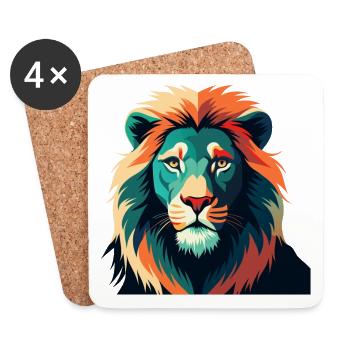 Lion Dessin Animé Personnage Animal De Compagnie Coloré - Dessous de verre (lot de 4) - blanc - Devant