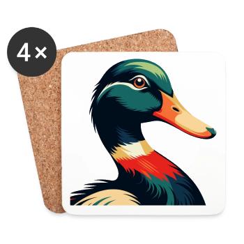 Personnage de dessin animé de canard Animal de compagnie coloré - Dessous de verre (lot de 4) - blanc - Devant
