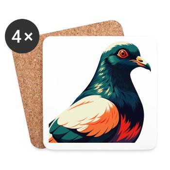 Pigeon Cartoon Character Colorful Pet Animal - Coasters (set of 4) - white - Front