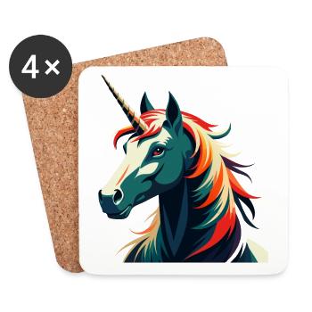 Einhorn Cartoon Figur Buntes Haustier Tier - Untersetzer (4er-Set) - Weiß - Vorne