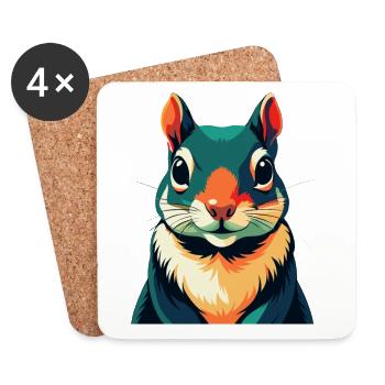 Écureuil Dessin Animé Personnage Animal Coloré Animal De Compagnie - Dessous de verre (lot de 4) - blanc - Devant