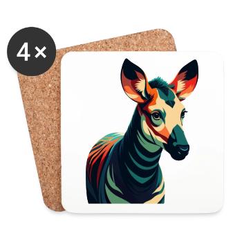 Okapi Cartoon Character Colorful Pet Animal - Coasters (set of 4) - white - Front