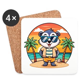 Badger Funny Cartoon Lunettes de soleil de plage d’été - Dessous de verre (lot de 4) - blanc - Devant