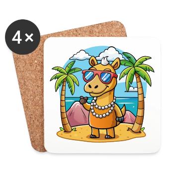 Camel Lustige Cartoon Sommer Strand Sonnenbrille - Untersetzer (4er-Set) - Weiß - Vorne