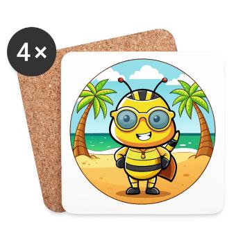 Biene Lustige Cartoon Sommer Strand Sonnenbrille - Untersetzer (4er-Set) - Weiß - Vorne