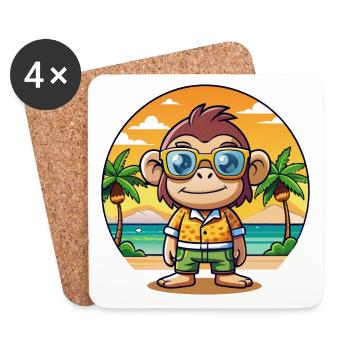Schimpanse Lustige Cartoon Sommer Strand Sonnenbrille - Untersetzer (4er-Set) - Weiß - Vorne