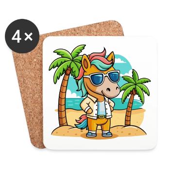 Pferd Lustige Cartoon Sommer Strand Sonnenbrille - Untersetzer (4er-Set) - Weiß - Vorne