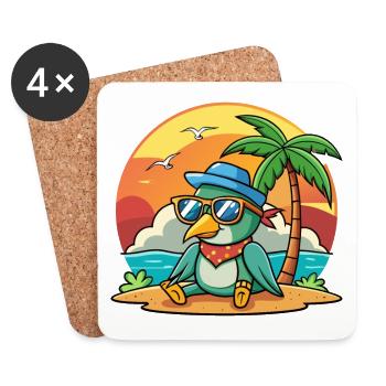 Hummingbird Funny Cartoon Summer Beach Sunglasses - Coasters (set of 4) - white - Front