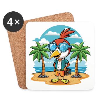 Woodpecker Lustige Cartoon Sommer Strand Sonnenbrille - Untersetzer (4er-Set) - Weiß - Vorne