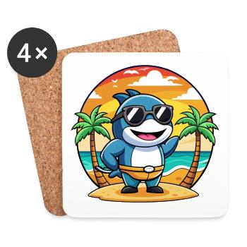 Lunettes de soleil de plage d’été de dessin animé drôle d’Orca - Dessous de verre (lot de 4) - blanc - Devant