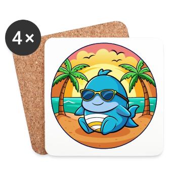 Wal Lustige Cartoon Sommer Strand Sonnenbrille - Untersetzer (4er-Set) - Weiß - Vorne