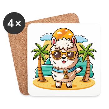 Alpaka Lustige Cartoon Sommer Strand Sonnenbrille - Untersetzer (4er-Set) - Weiß - Vorne