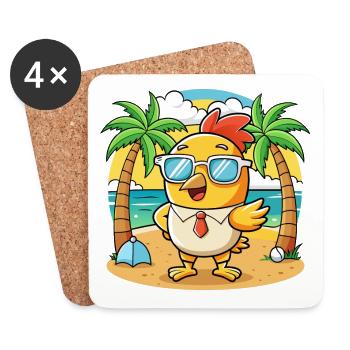 Huhn Lustige Cartoon Sommer Strand Sonnenbrille - Untersetzer (4er-Set) - Weiß - Vorne