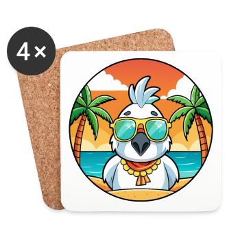 Kakadu Lustige Cartoon Sommer Strand Sonnenbrille - Untersetzer (4er-Set) - Weiß - Vorne