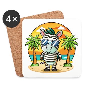 Zebra Lustige Cartoon Sommer Strand Sonnenbrille - Untersetzer (4er-Set) - Weiß - Vorne