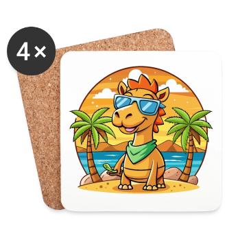 Lunettes de soleil de plage d’été de dessin animé drôle de chameau - Dessous de verre (lot de 4) - blanc - Devant