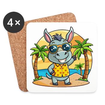 Donkey Funny Cartoon Summer Beach Sunglasses - Coasters (set of 4) - white - Front